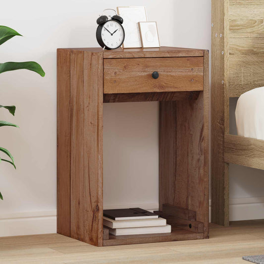 vidaXL Κομοδίνο με συρτάρι Καφέ 63 x 30 x 79 εκ Στερεό ξύλο Μαόνι
