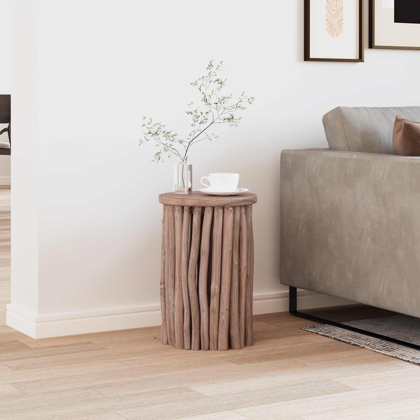 vidaXL Σκαμνί Φυσικό 30 x 30 x 45 εκ. Στερεό Ξύλο Τίκ