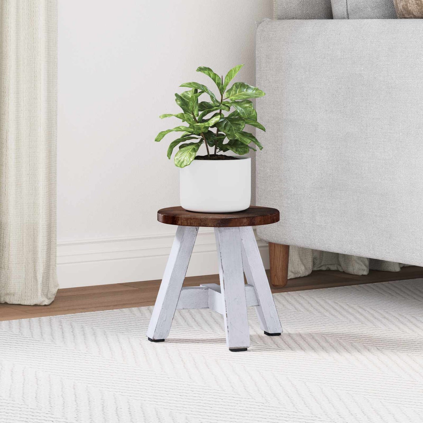 vidaXL Σκαμνί Φυσικό 22 x 22 x 24 εκ Ξύλο Μαόνι