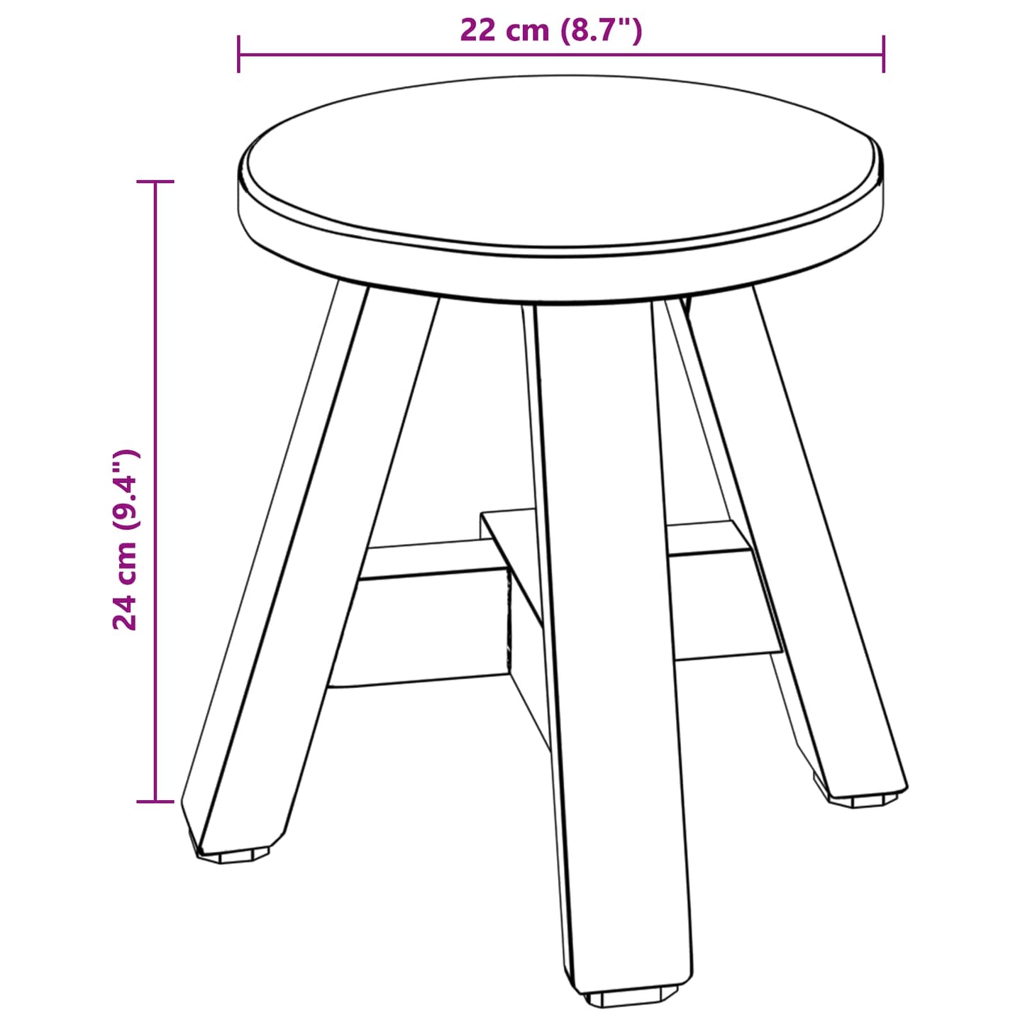 vidaXL Σκαμνί Φυσικό 22 x 22 x 24 εκ Ξύλο Μαόνι