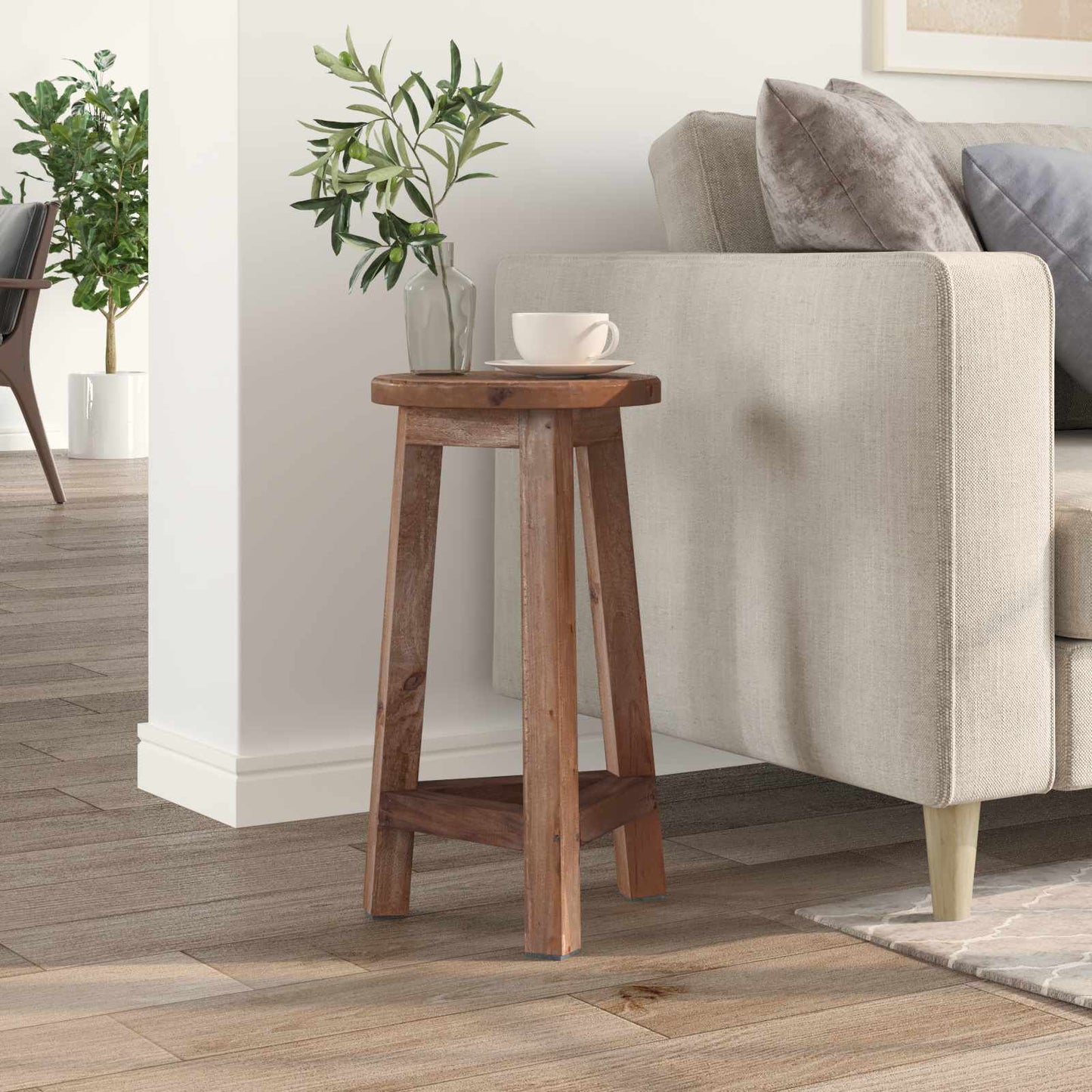 vidaXL Σκαμνί Φυσικό 28 x 28 x 50 εκ. Ξύλο Μαόνι