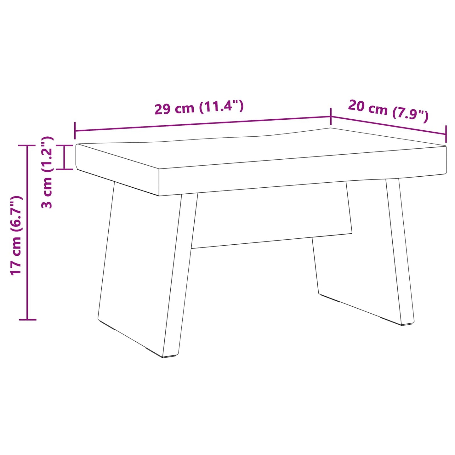 vidaXL Σκαμνί Φυσικό 29 x 20 x 17 εκ Ξύλο Μαόνι