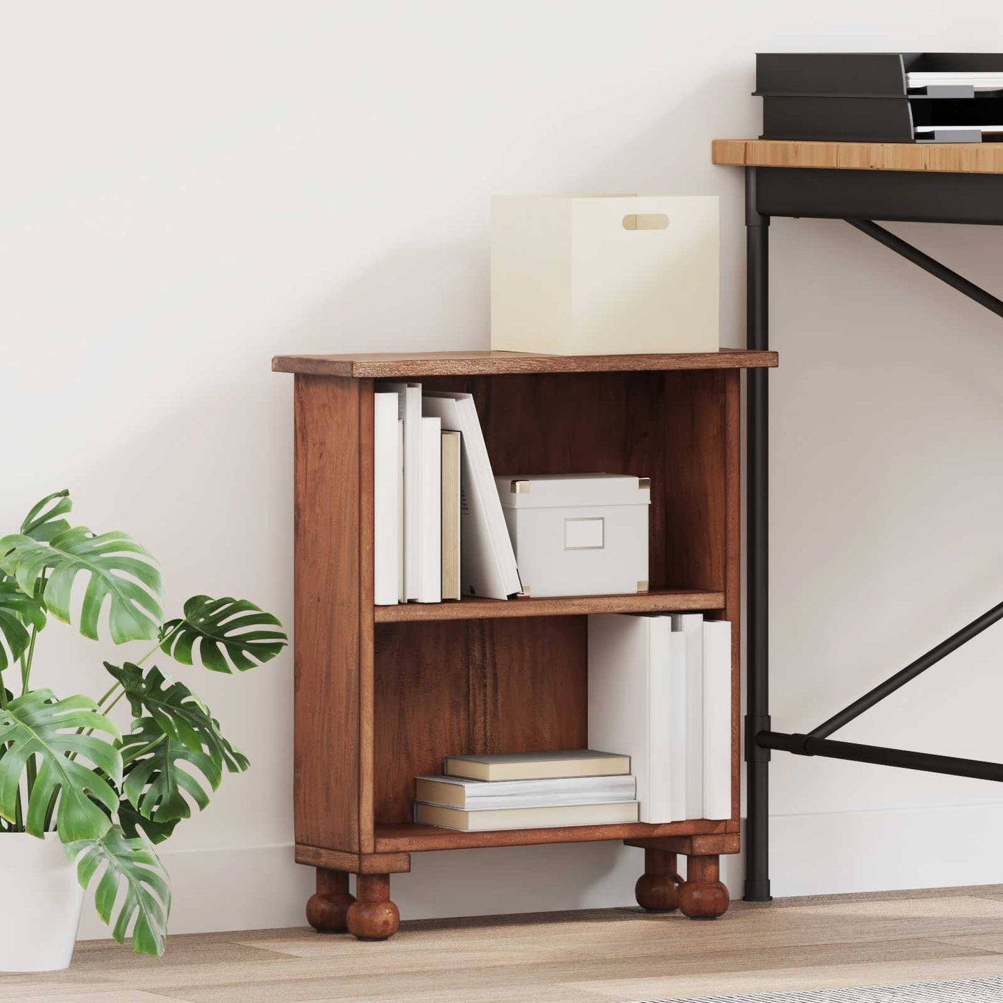 vidaXL Ράφια με ράφι Καφέ 47 x 16 x 55 εκ. Στερεό ξύλο Μαόνι