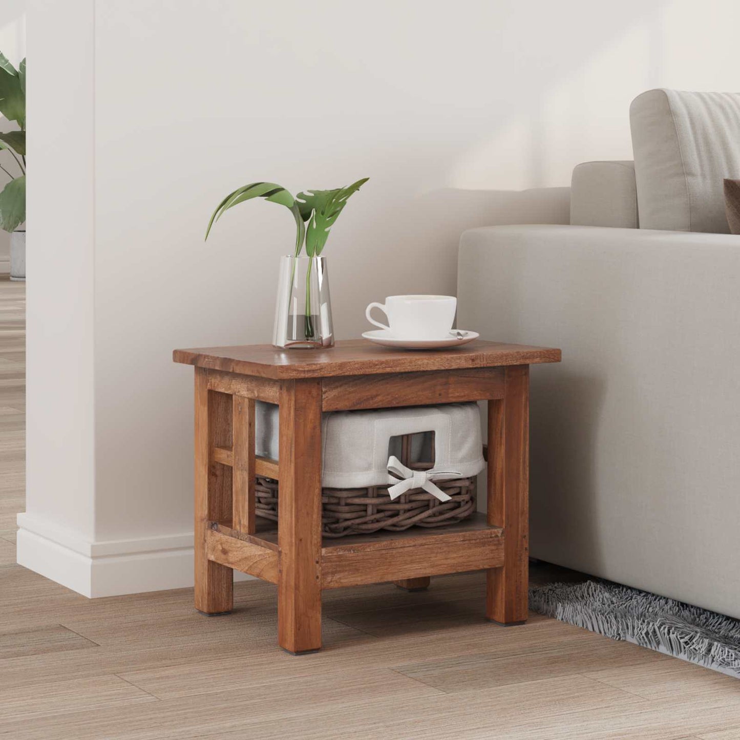 vidaXL Τραπεζάκι Πλευράς Καφέ 38 x 28 x 35 εκ. Μασίφ ξύλο μαόνι