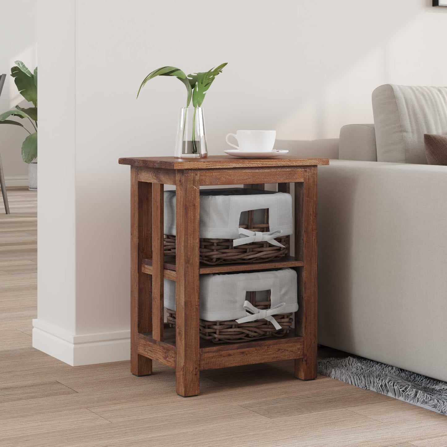 vidaXL Τραπεζάκι Πλευράς Καφέ 38 x 28 x 50 εκ Μασίφ ξύλο μαόνι