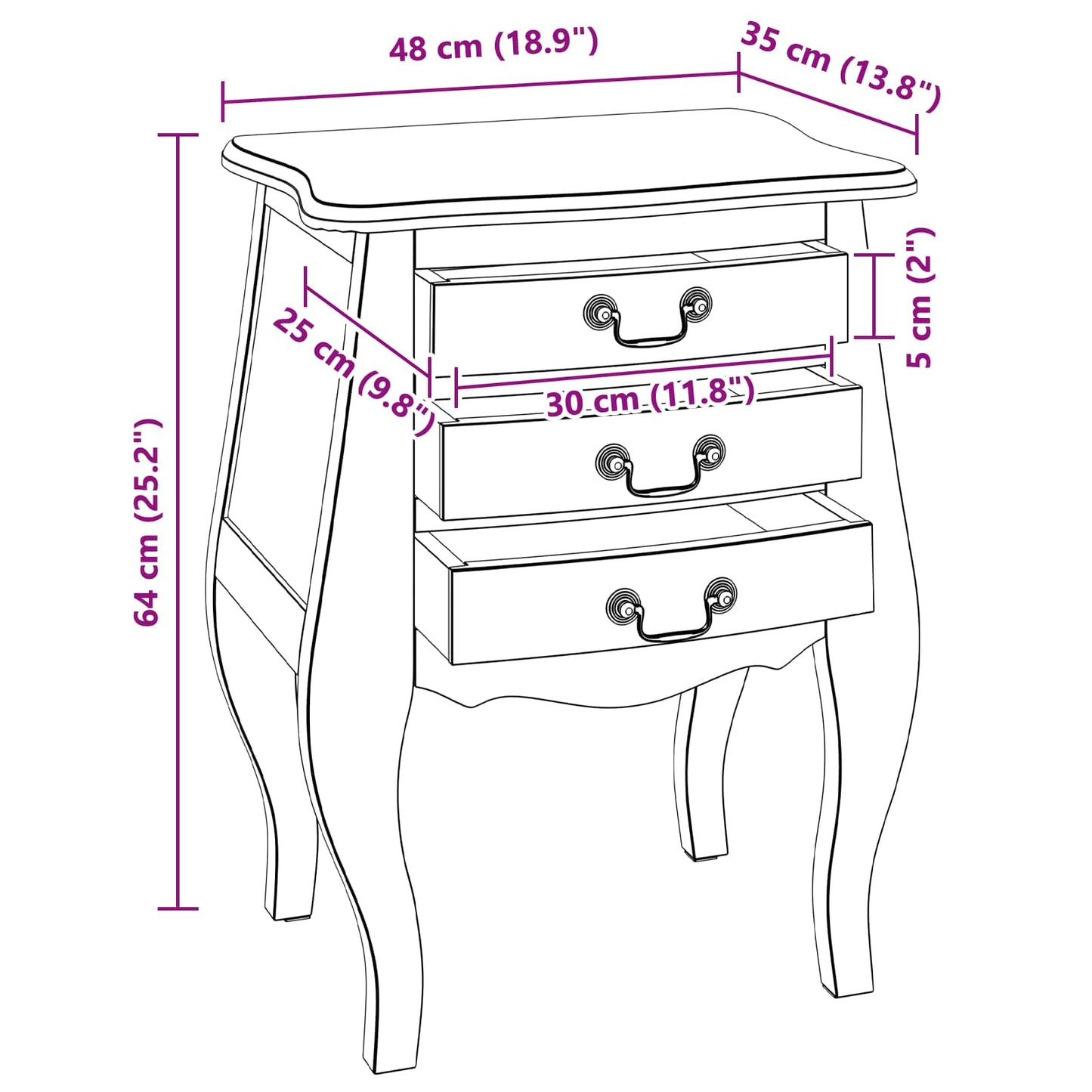 vidaXL Θήκη Αποθήκευσης 48 x 35 x 64 εκ. Στερεό ξύλο Μαόνι