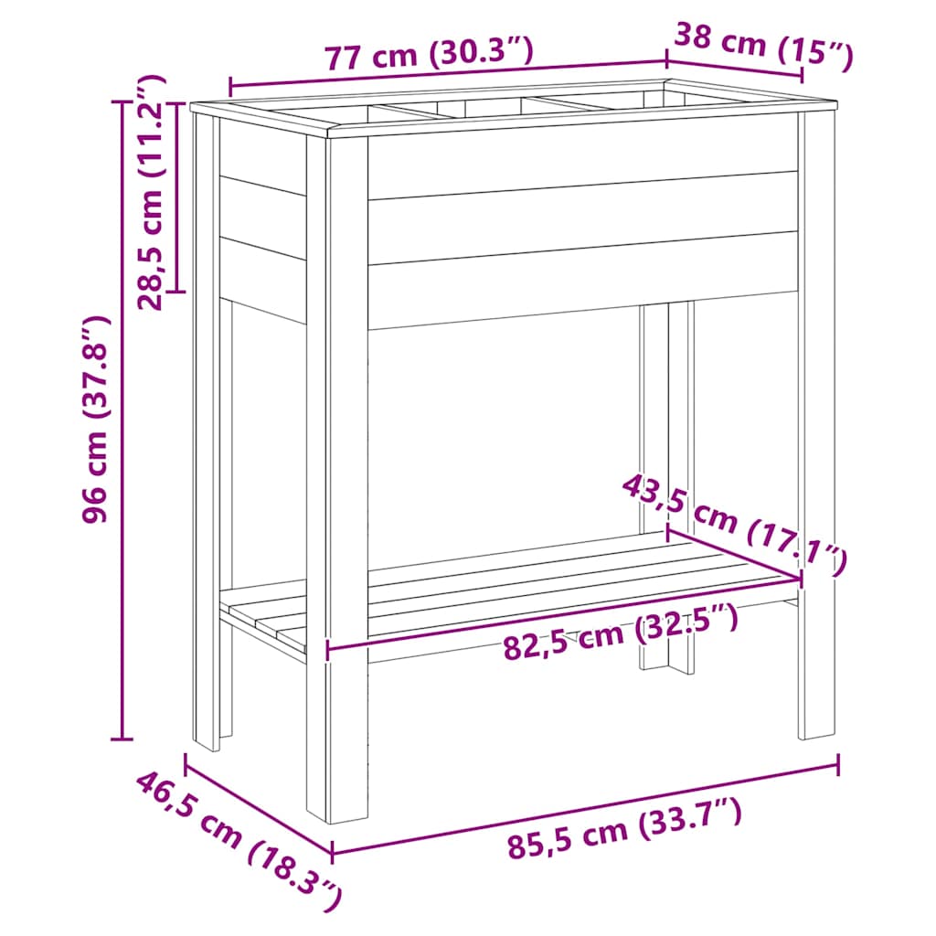 vidaXL Βάση φυτών Καφέ 85 x 46 x 94 εκ. Εμβαπτισμένη ξυλεία πεύκου