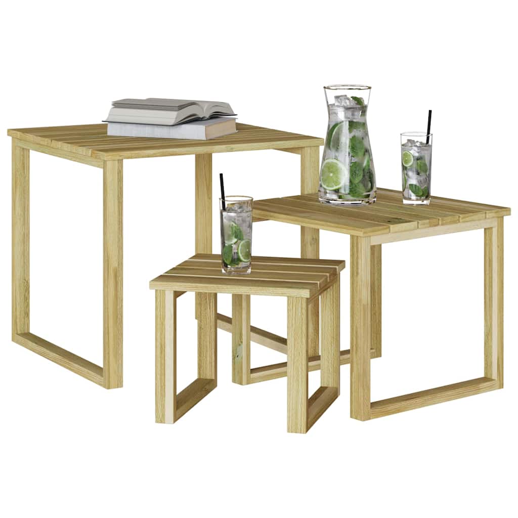 vidaXL Τραπέζι Ξαπλώστρας 3 pcs Καφέ 50.5 x 50 x 46 εκ.