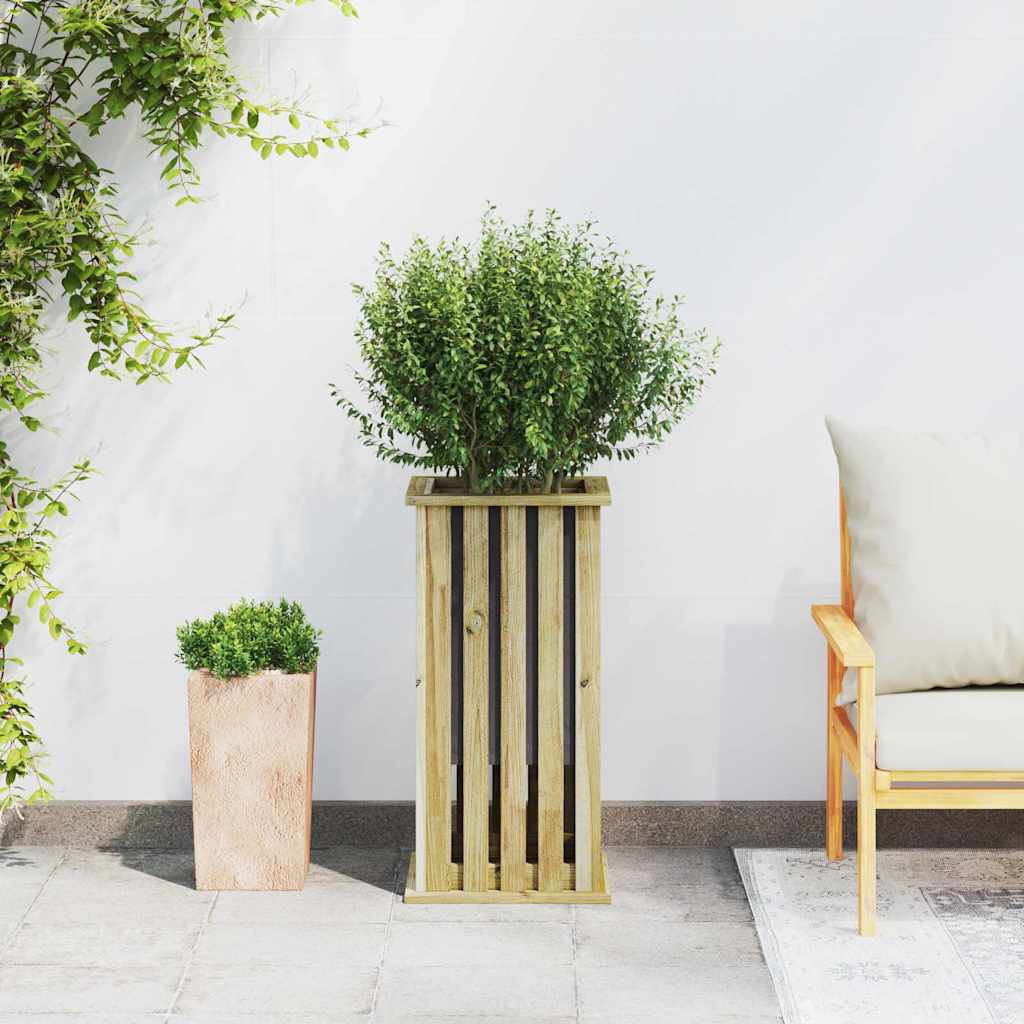 vidaXL Γλάστρα Καφέ 33 x 33 x 65 εκ Εμβαπτισμένη ξυλεία πεύκου