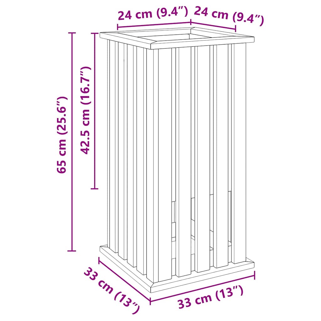 vidaXL Γλάστρα Καφέ 33 x 33 x 65 εκ Εμβαπτισμένη ξυλεία πεύκου