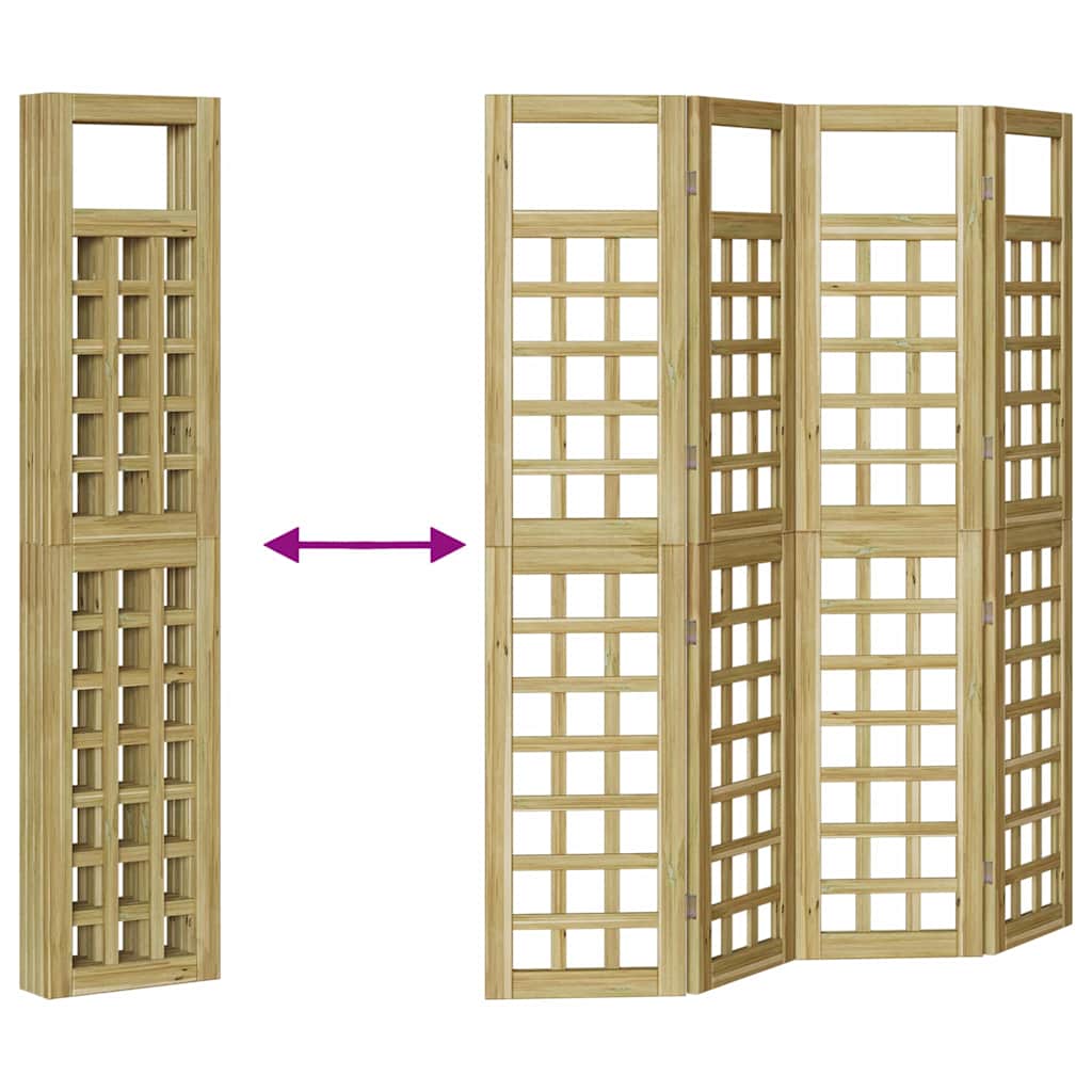 vidaXL Εξωτερική Ιδιωτική Οθόνη – 4 Πάνελ, Ξύλο Πεύκου