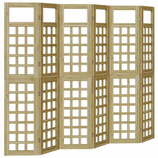 vidaXL Εξωτερική Ιδιωτική Οθόνη, 6 Πάνελ, Ξύλο Πεύκης