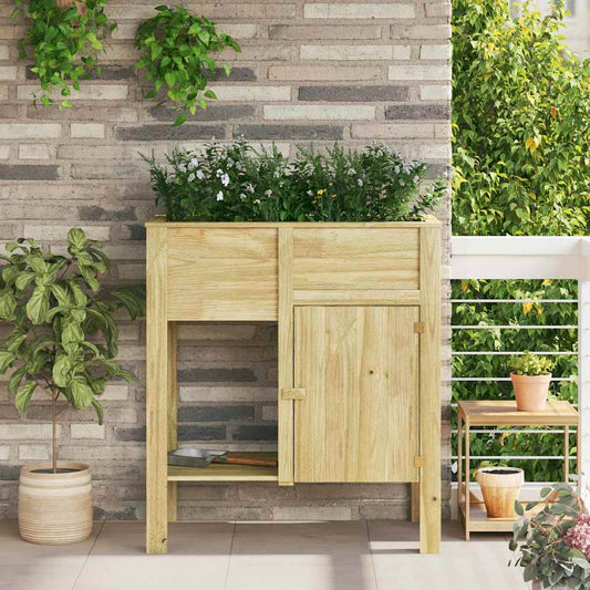 vidaXL Υψηλός Γλάστρα με ράφι Καφέ Εμποτισμένο Ξύλο Πεύκου