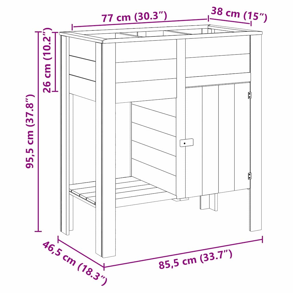 vidaXL Ανεβασμένο Κρεβάτι Καφέ 85 x 46 x 96 εκ Μασίφ ξύλο πεύκου