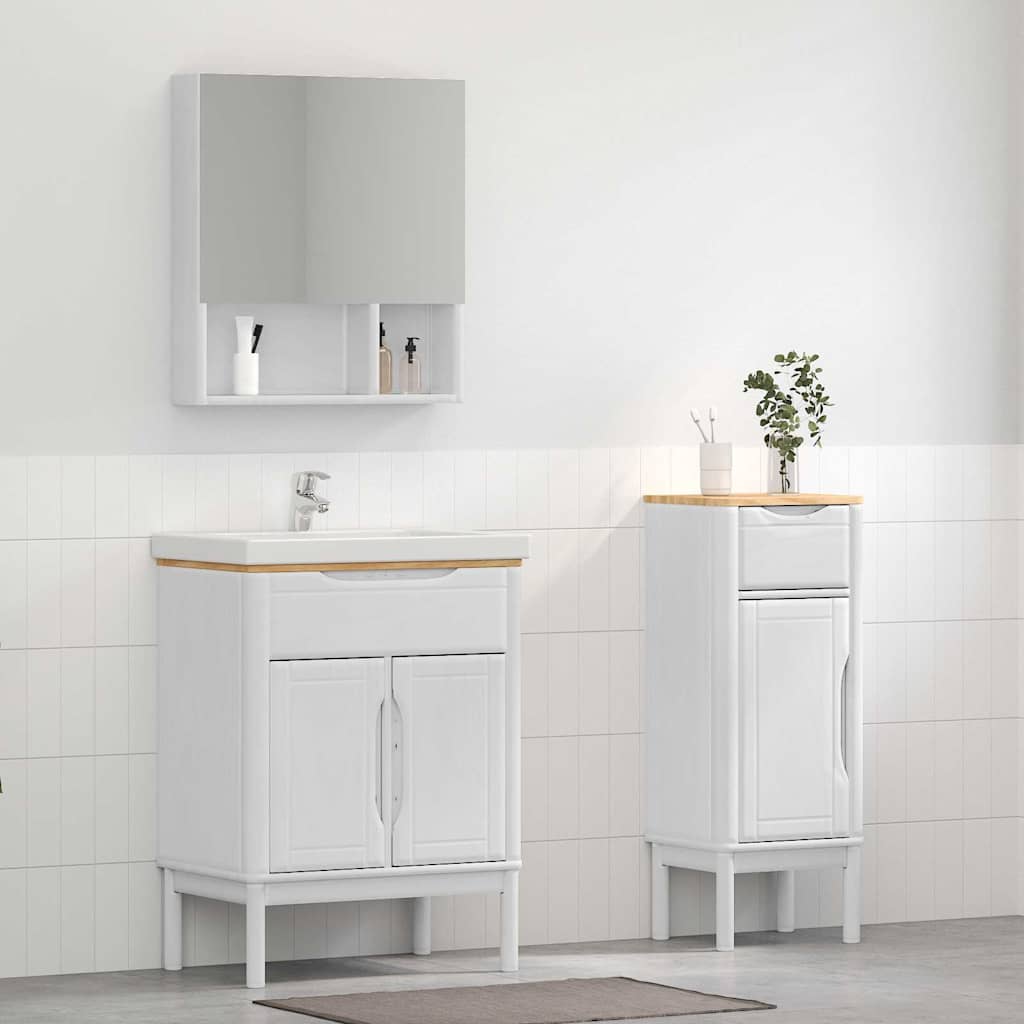 vidaXL Σετ Επίπλων Μπάνιου με συρτάρι 2 pcs Λευκό Στερεό ξύλο πεύκου