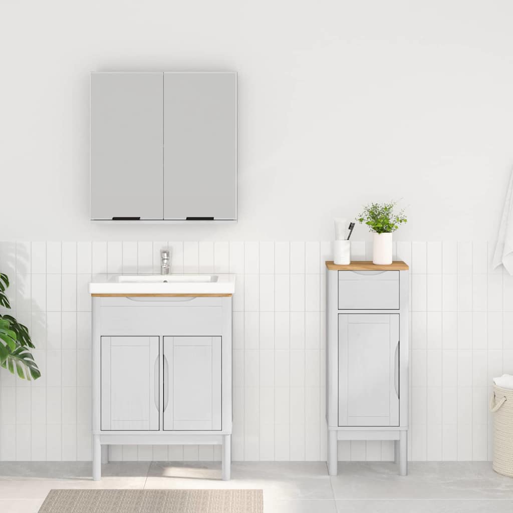vidaXL Σετ Επίπλων Μπάνιου με συρτάρι 2 pcs Λευκό Στερεό ξύλο πεύκου