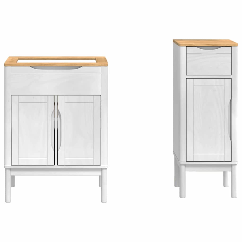 vidaXL Σετ Επίπλων Μπάνιου με συρτάρι 2 pcs Λευκό Στερεό ξύλο πεύκου