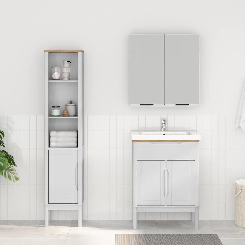 vidaXL Σετ Επίπλων Μπάνιου με ράφι 2 pcs Λευκό Στερεό ξύλο πεύκου