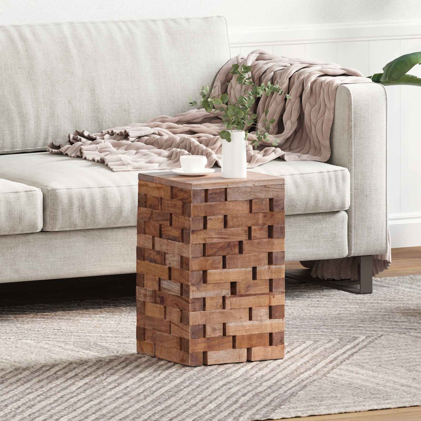 vidaXL Σκαμνί Φυσικό 29 x 29 x 48 εκ. Μασίφ ανακυκλωμένο ξύλο