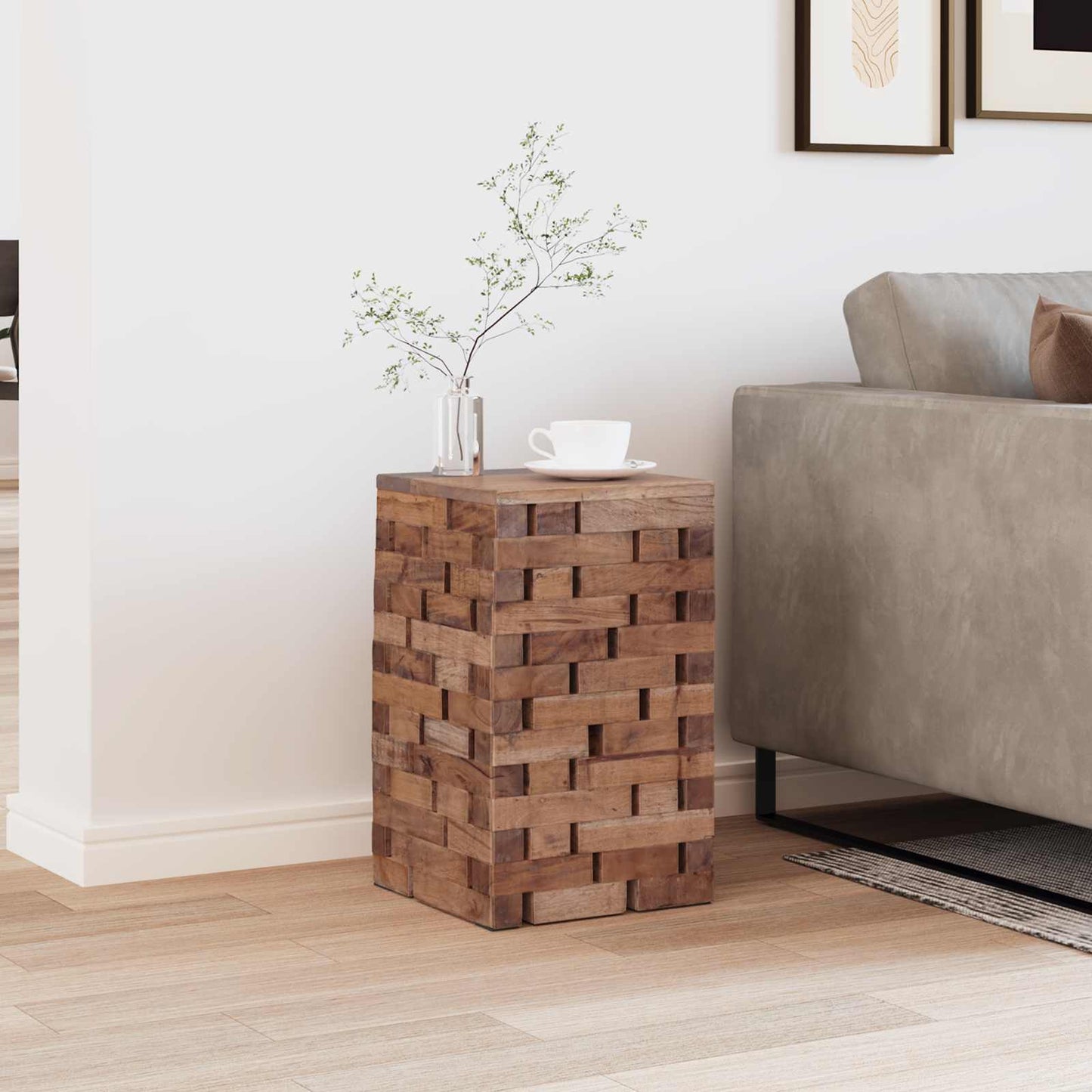 vidaXL Σκαμνί Φυσικό 29 x 29 x 48 εκ. Μασίφ ανακυκλωμένο ξύλο