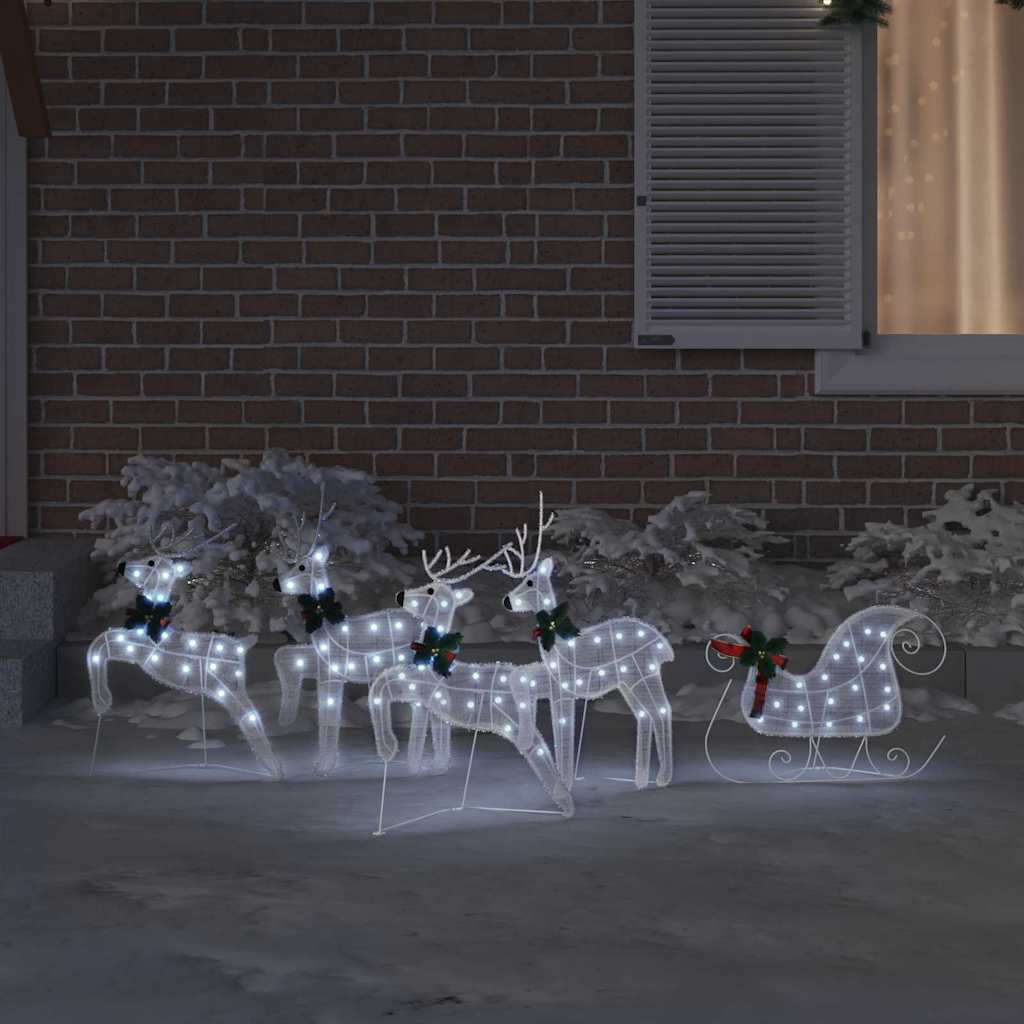 vidaXL LED Ρούντερ 5 pcs Λευκό ύφασμα