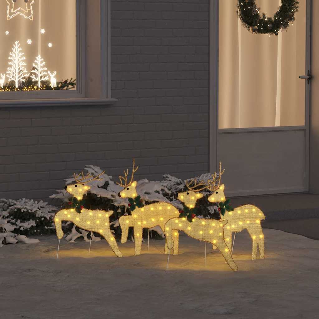vidaXL LED Ρούντερ 4 pcs Χρυσό ύφασμα