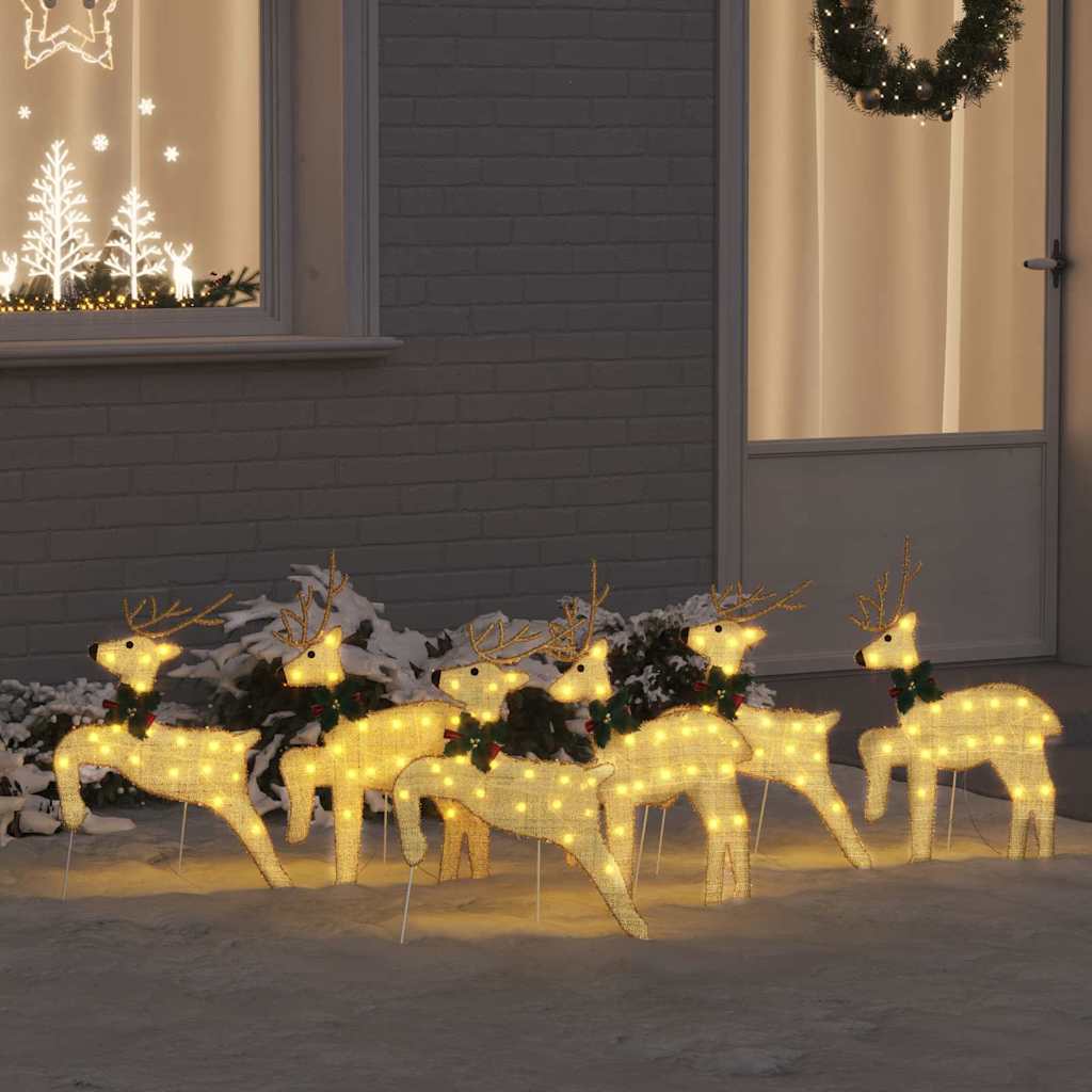 vidaXL LED Ρούντερ 6 pcs Χρυσό ύφασμα