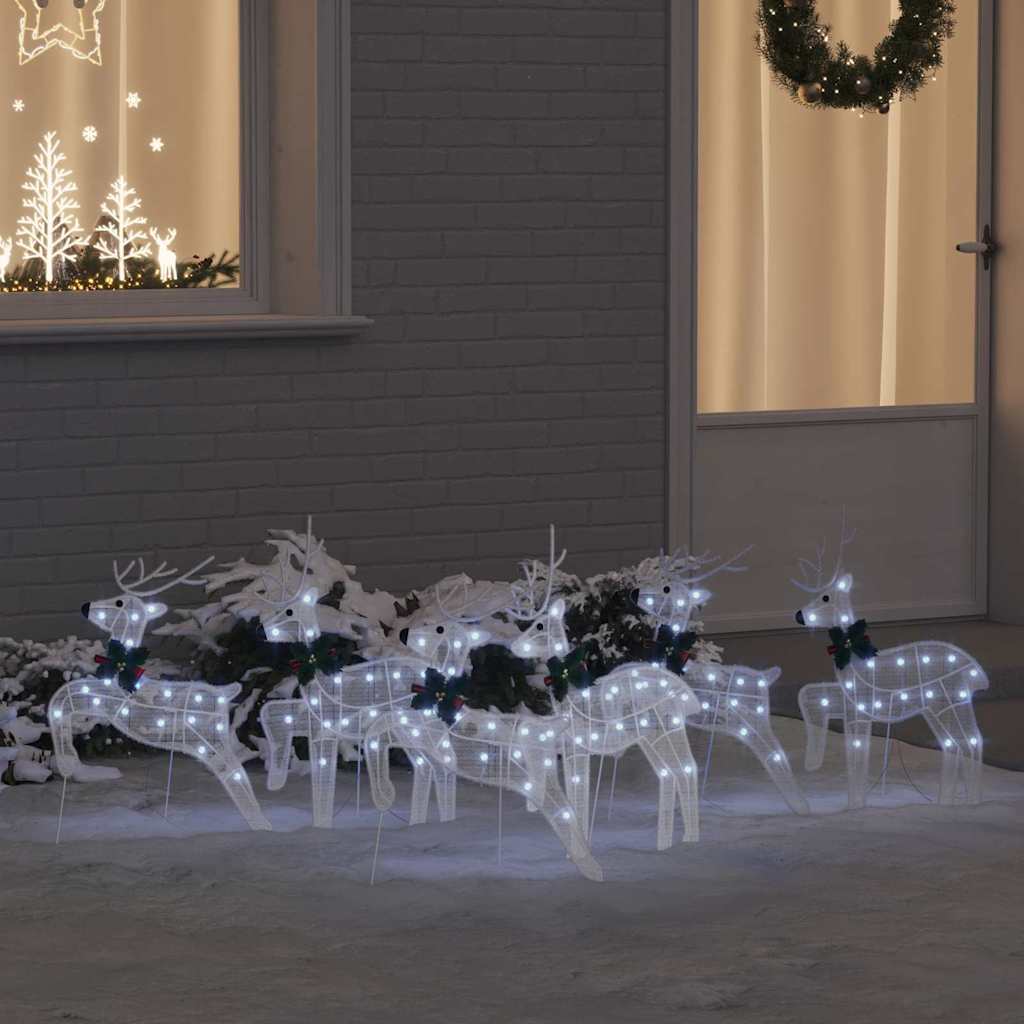 vidaXL LED Ρούντερ 6 pcs Λευκό ύφασμα