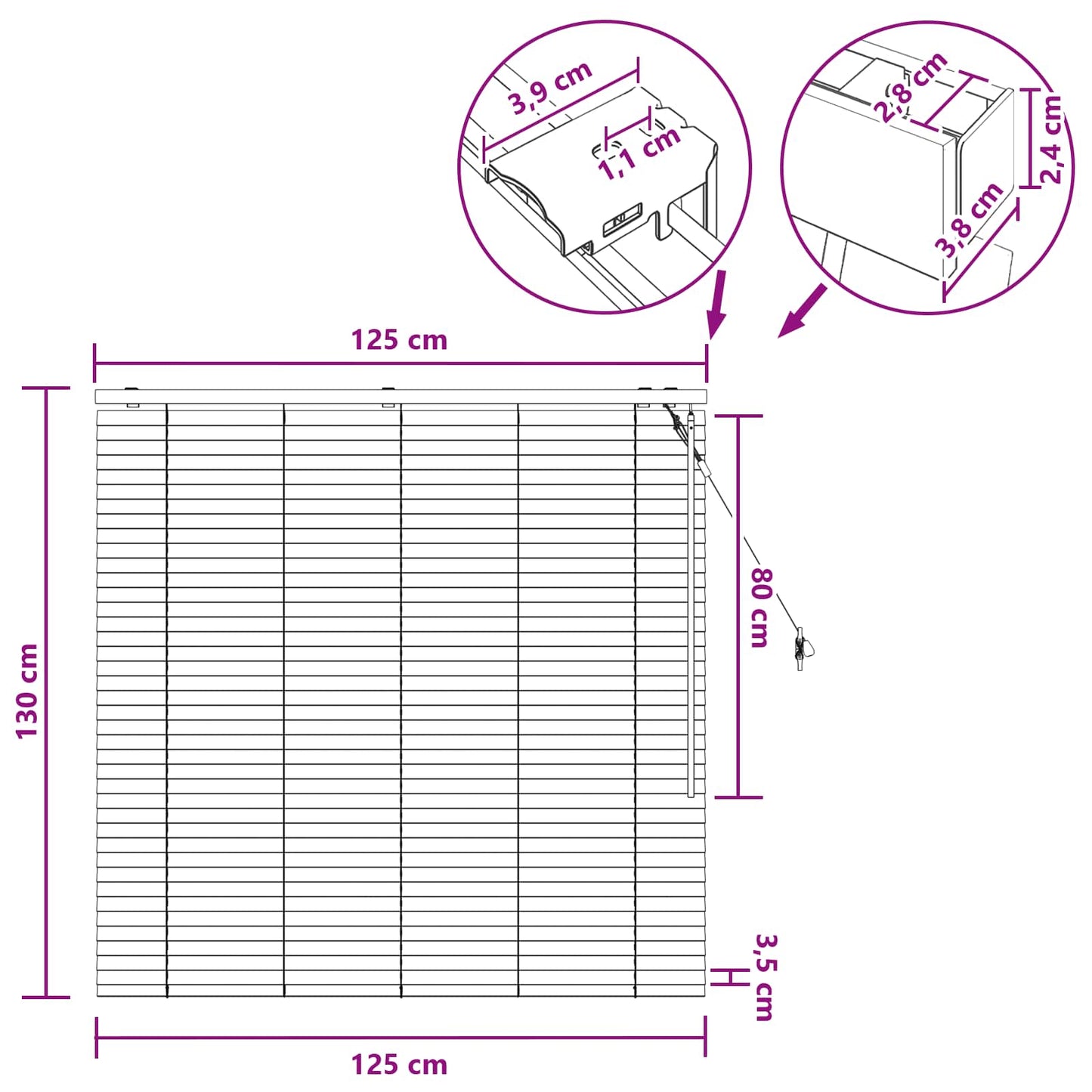 vidaXL Βενετσιάνικη Σκίαση Όψη Δρύς 125 x 130 εκ 35 mm