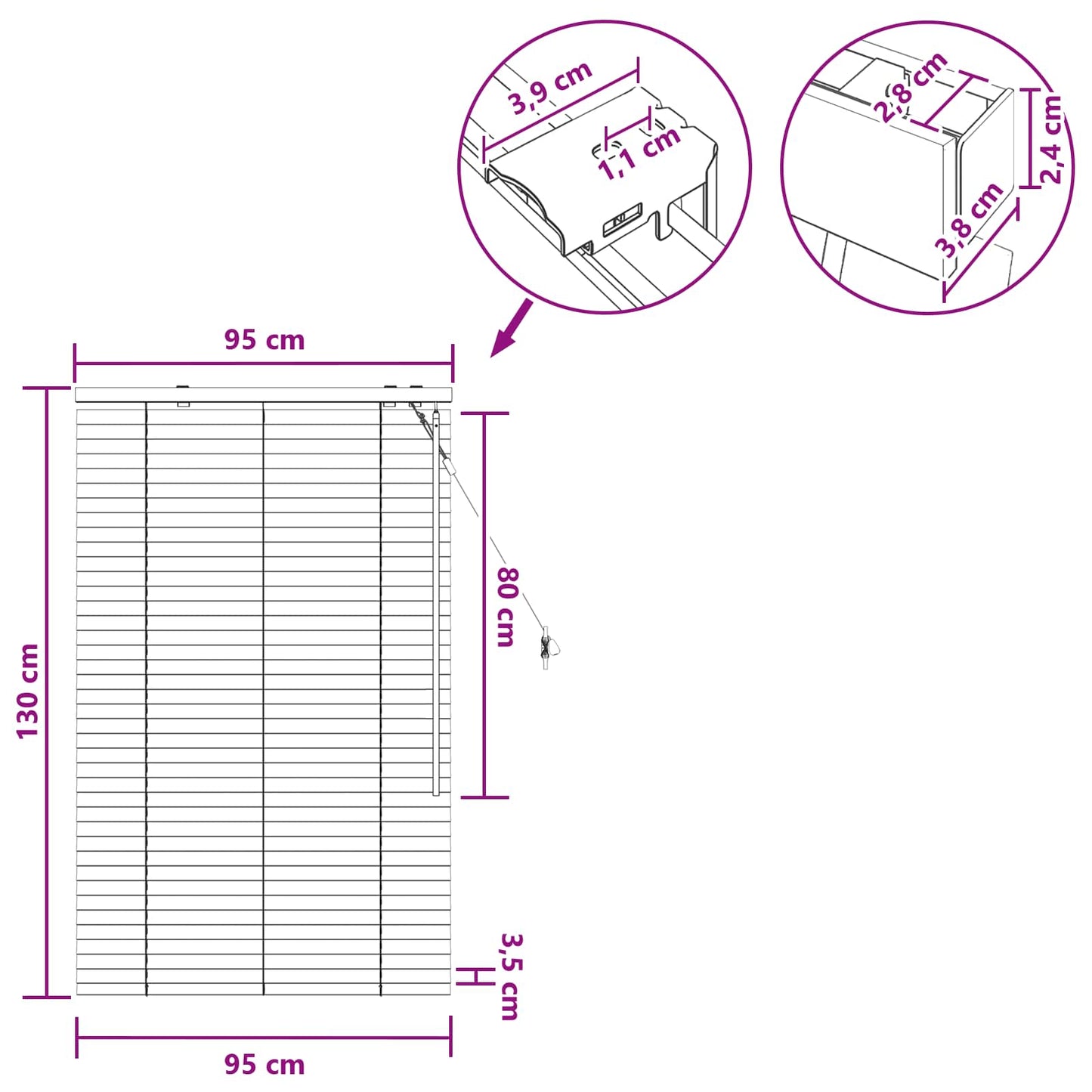 vidaXL Βενετσιάνικη Σκίαση Λευκό 95 x 130 εκ 35 mm