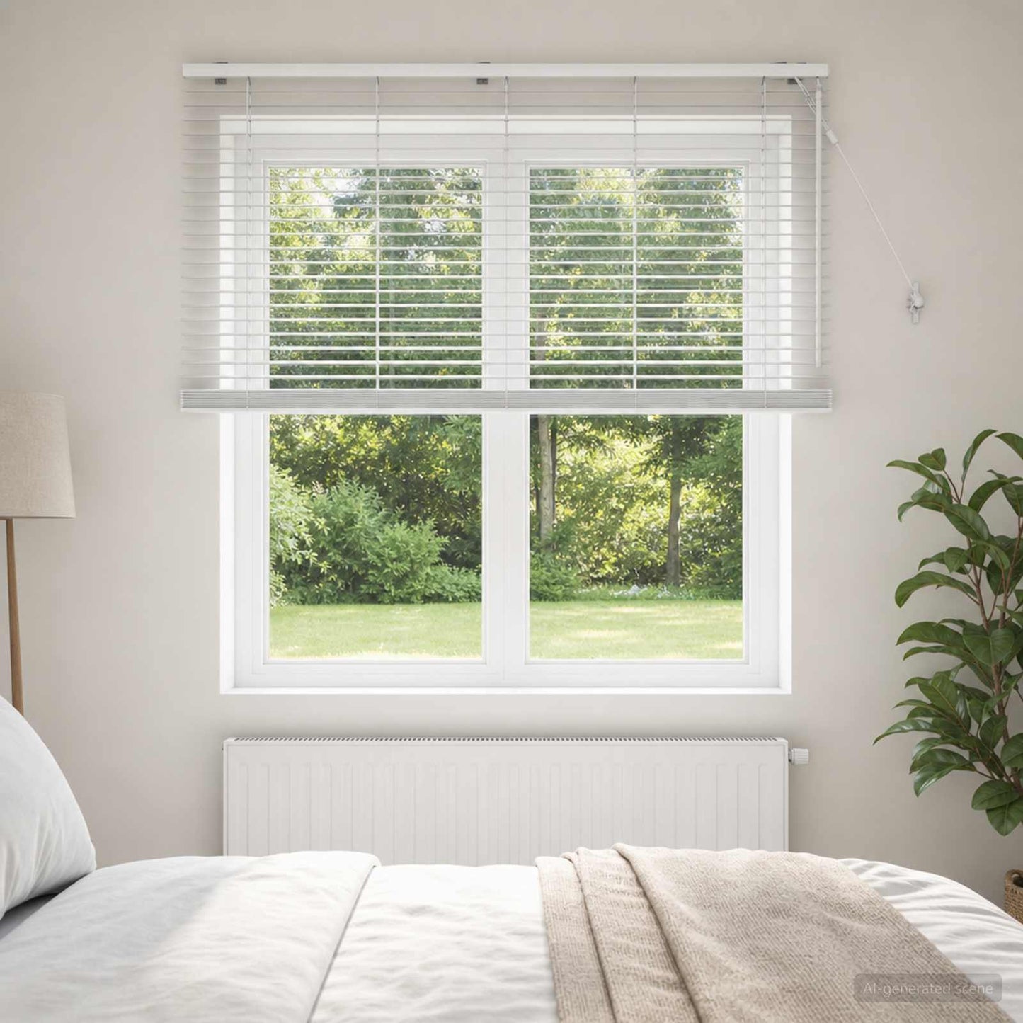 vidaXL Βενετσιάνικη Σκίαση Λευκό 155 x 160 εκ. 35 mm