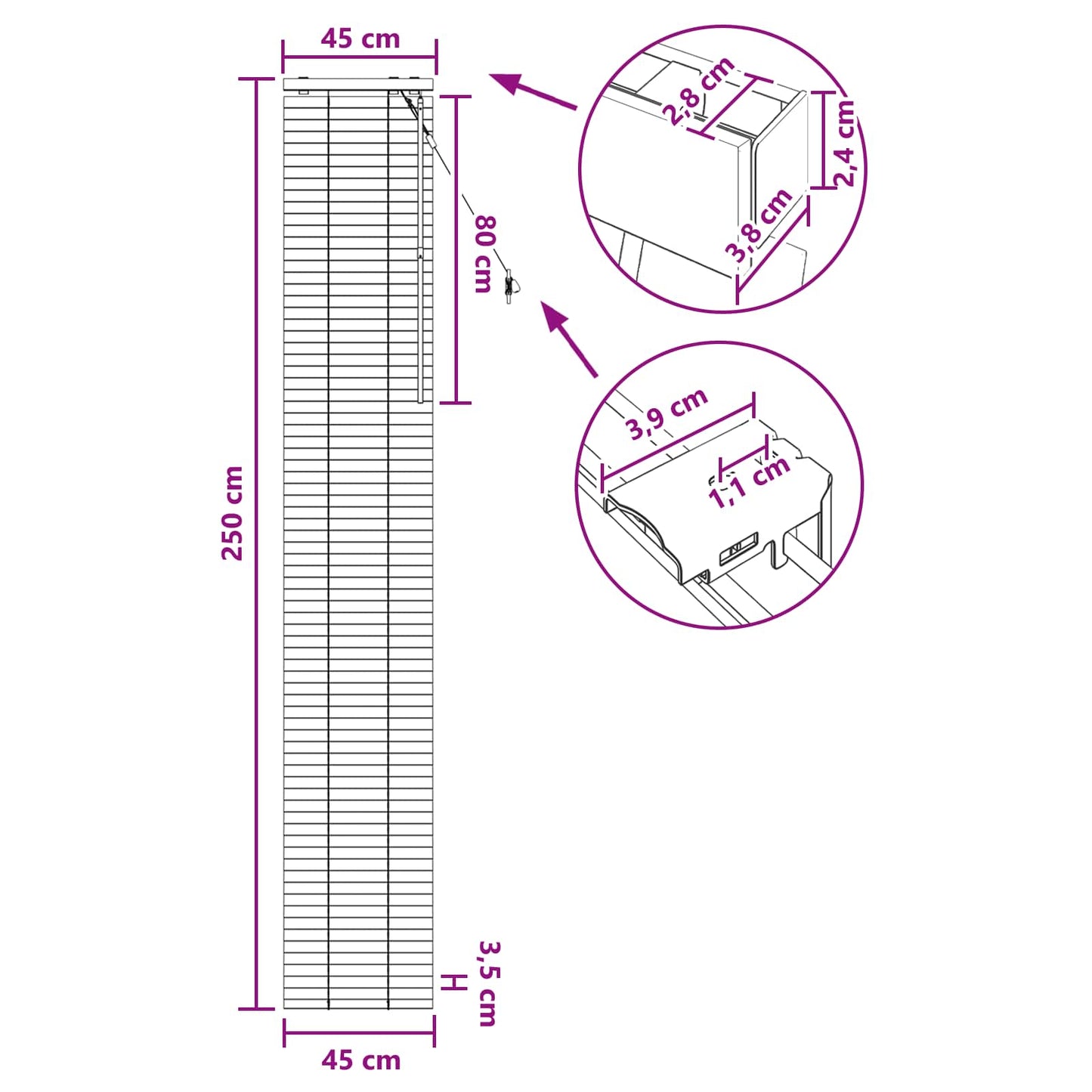 vidaXL Βενετσιάνικη Σκίαση Σκούρο Καφέ 45 x 250 εκ. 35 mm