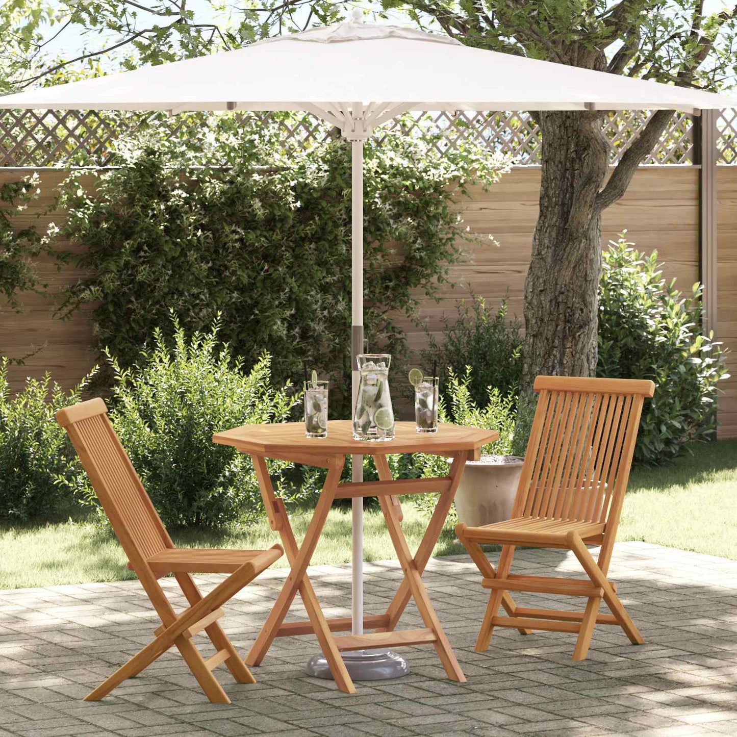 vidaXL Σέτ φαγητού για κήπο 3 pcs Καφέ Μασίφ ξύλο teak
