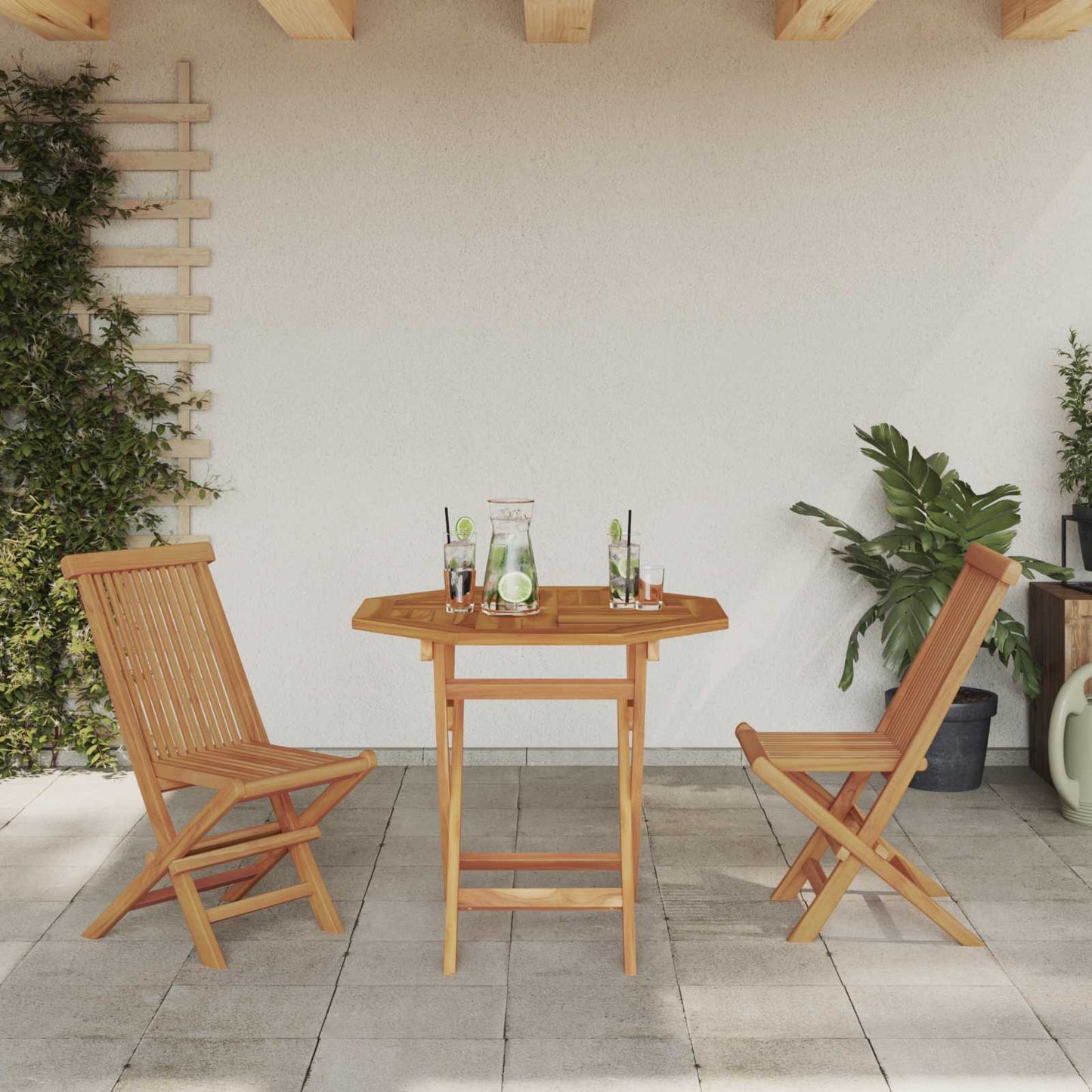 vidaXL Σέτ φαγητού για κήπο 3 pcs Καφέ Μασίφ ξύλο teak