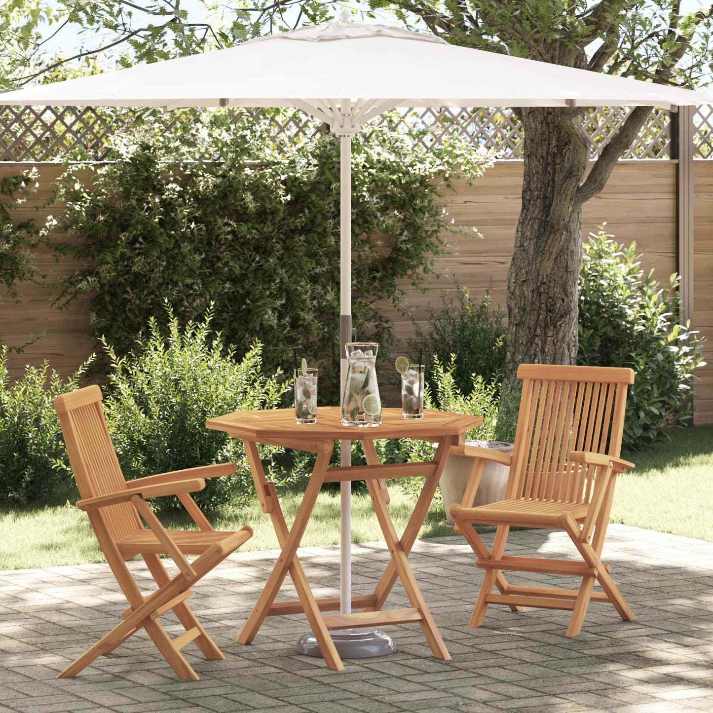 vidaXL Σέτ φαγητού για κήπο 3 pcs Καφέ Μασίφ ξύλο teak