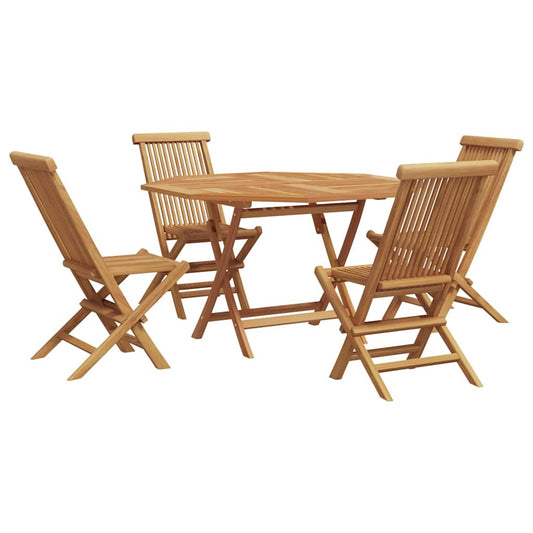vidaXL Σέτ φαγητού για κήπο 5 pcs Καφέ Μασίφ ξύλο teak