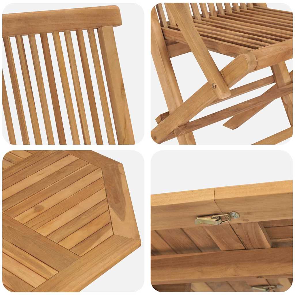 vidaXL Σέτ φαγητού για κήπο 5 pcs Καφέ Μασίφ ξύλο teak