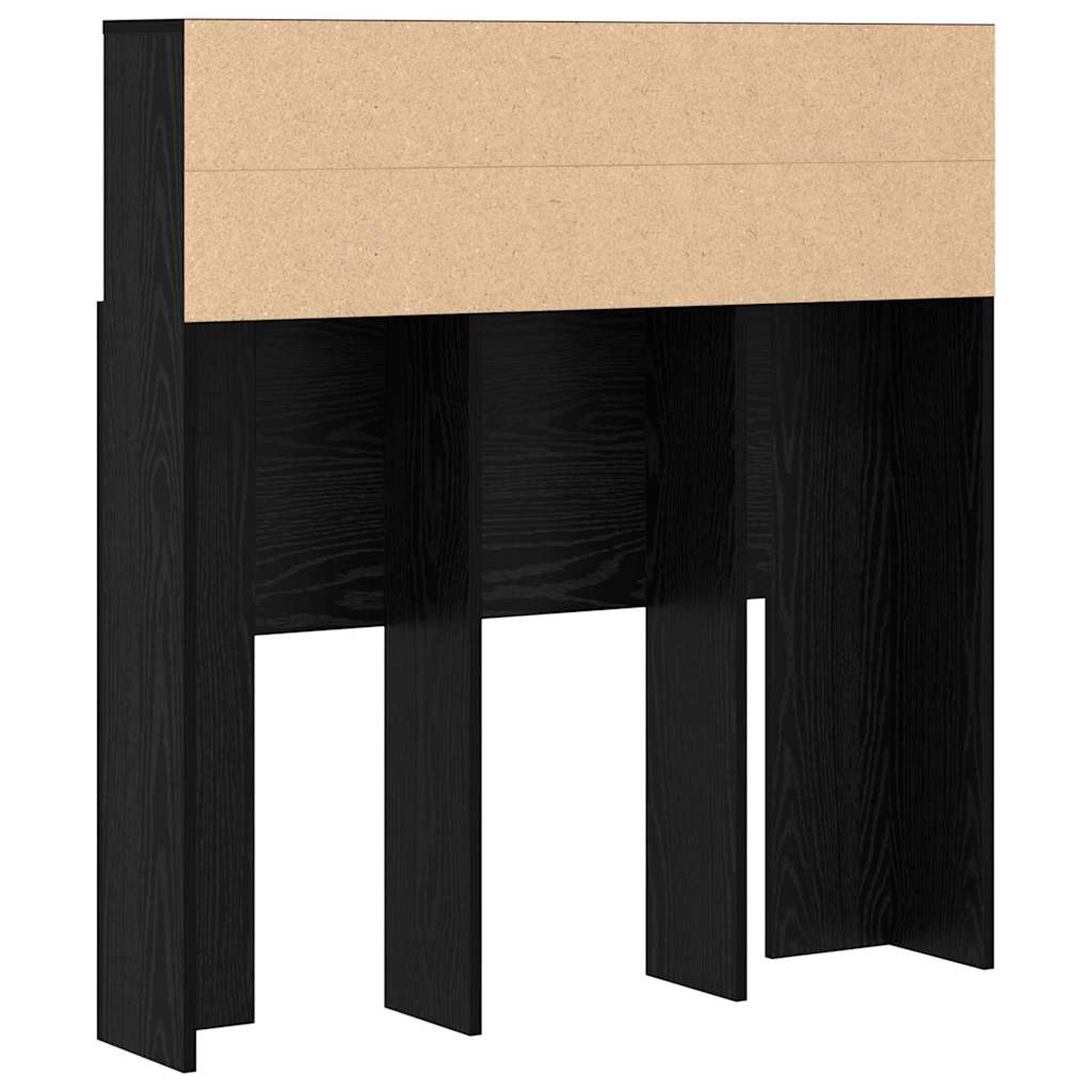 vidaXL Κρεβάτι με Κεφαλάρι με ράφι Μαύρη δρυς Μη επεξεργασμένο ξύλο