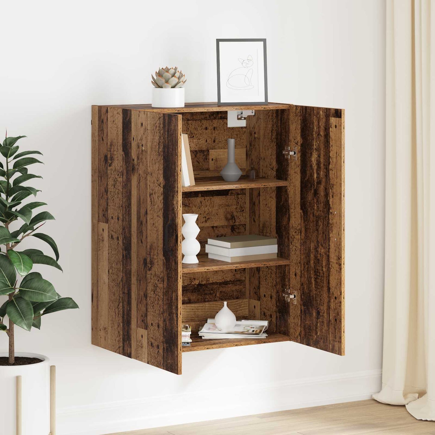 vidaXL Ντουλάπα Τοίχου Επιτοίχιο Παλιό ξύλο 69,5 x 34 x 90 εκ.