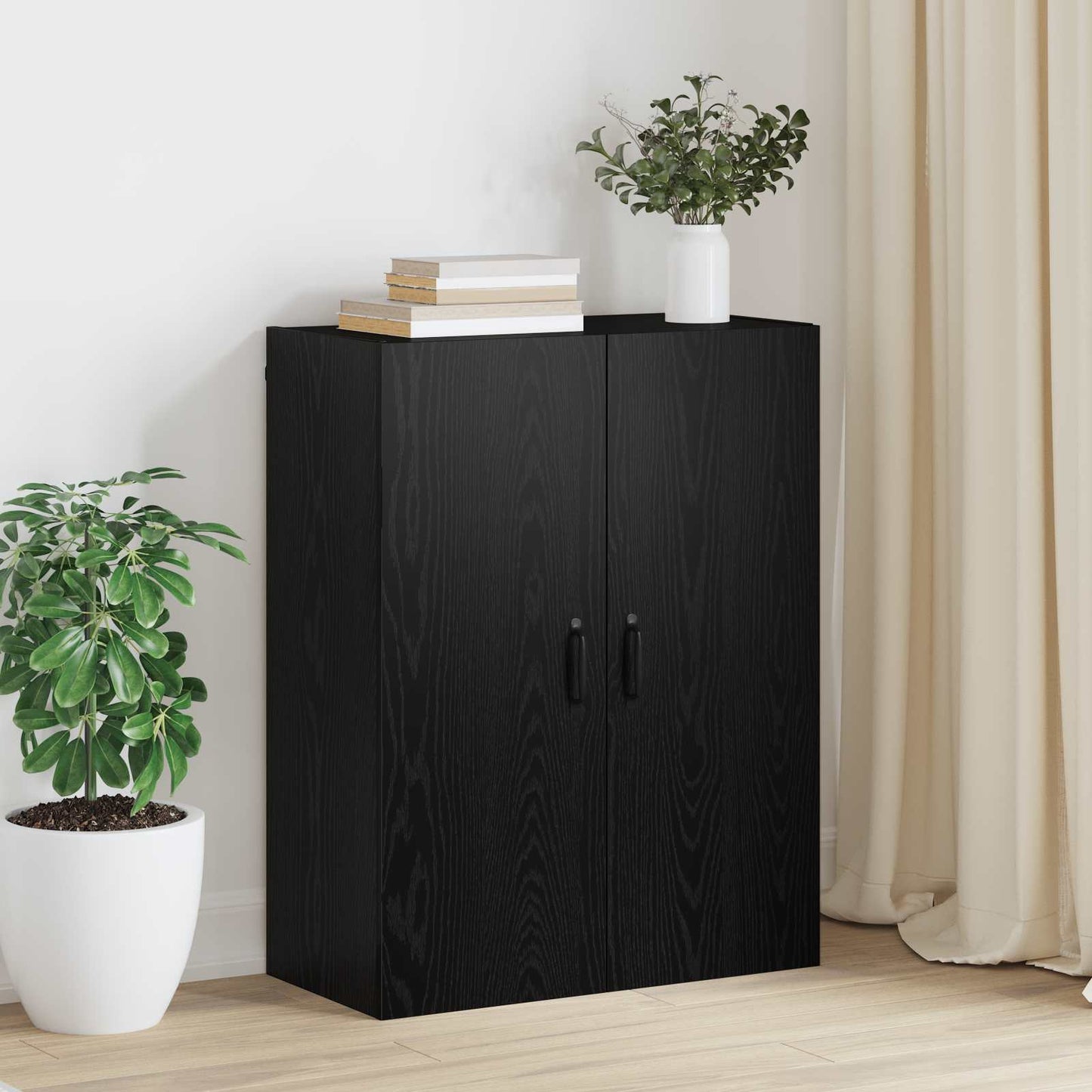vidaXL Ντουλάπα Τοίχου Επιτοίχιο Μαύρη Οξυά 69,5 x 34 x 90 εκ.