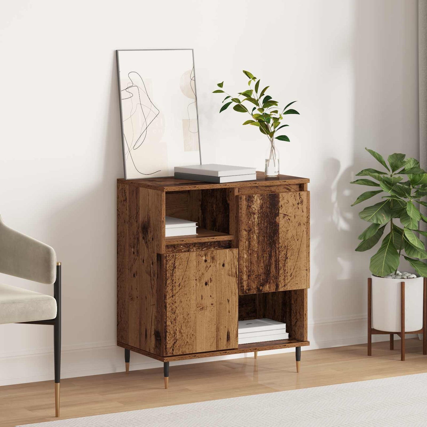 vidaXL Πλαϊνό γραφείο Παλιό ξύλο 60 x 35 x 70 cm