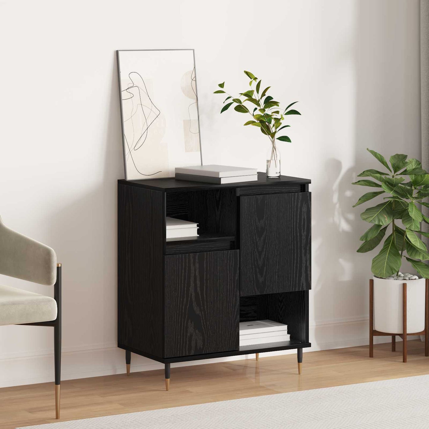 vidaXL Πλαϊνό γραφείο Μαύρη Οξυά 60 x 35 x 70 cm