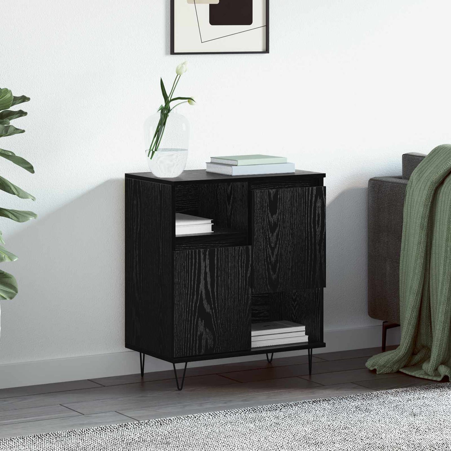 vidaXL Πλαϊνό γραφείο Μαύρη Οξυά 60 x 35 x 70 cm