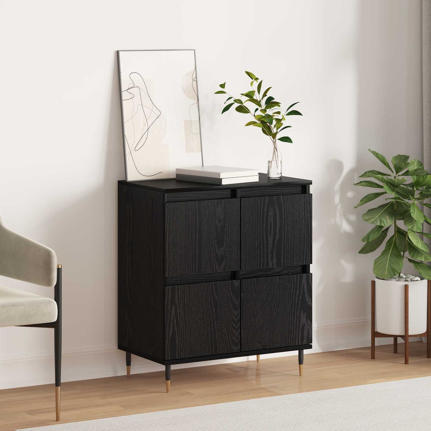 vidaXL Πλαϊνό γραφείο Μαύρη Οξυά 60 x 35 x 70 cm
