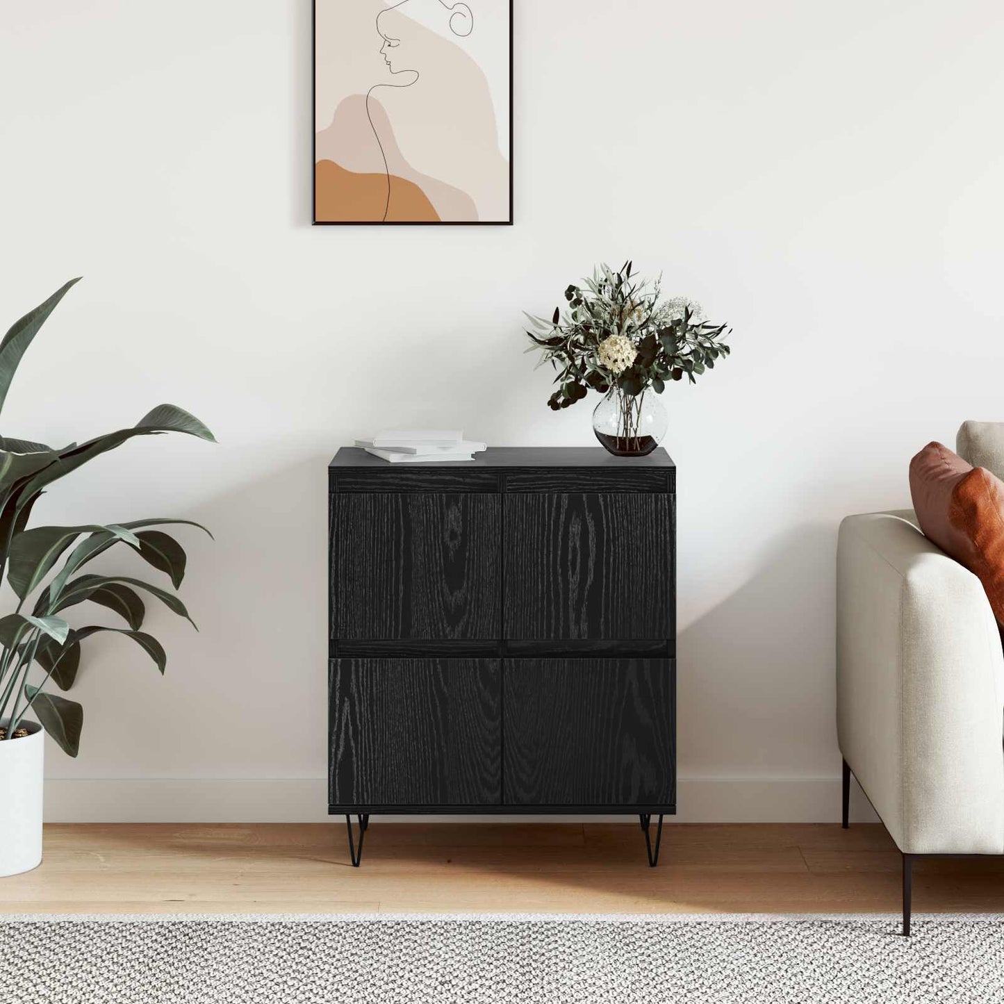 vidaXL Πλαϊνό γραφείο Μαύρη Οξυά 60 x 35 x 70 cm
