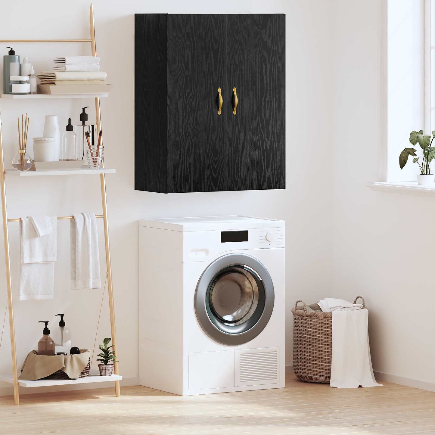 vidaXL Ντουλάπα Τοίχου Επιτοίχιο Μαύρη Οξυά 69,5 x 34 x 90 εκ.