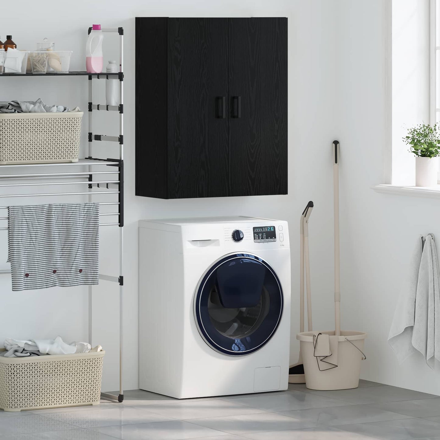 vidaXL Ντουλάπα Τοίχου Επιτοίχιο Μαύρη Οξυά 69,5 x 34 x 90 εκ.