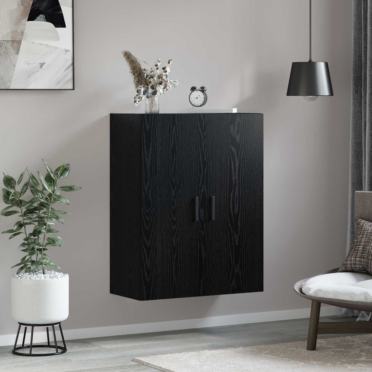vidaXL Επιτοίχιο ντουλάπι Μαύρη δρυς 69.5 x 34 x 90 εκ.