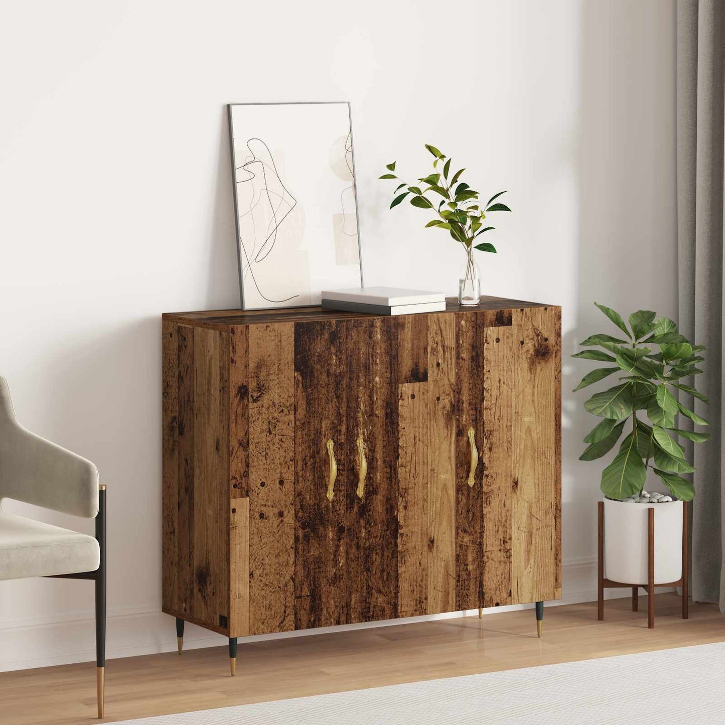 vidaXL Πλαϊνό γραφείο Παλιό ξύλο 90 x 34 x 80 εκ. Επεξεργασμένο ξύλο
