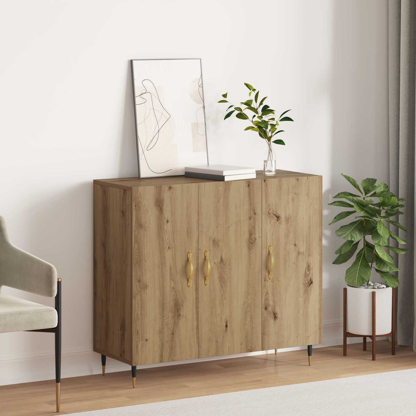 vidaXL Πλαϊνό γραφείο Artisan Oak 90 x 34 x 80 εκ. Επεξεργασμένο ξύλο
